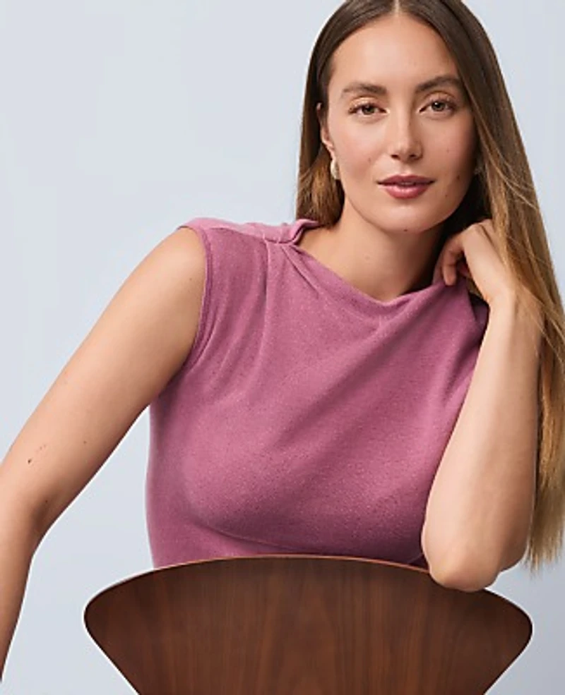 Ann Taylor Pleated Shoulder Sweater Top XL Women's