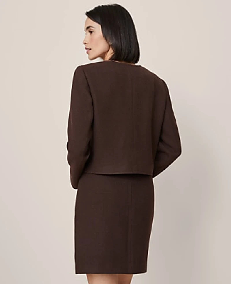 Ann Taylor Crew Neck Jacket Pure Chocolate Women's