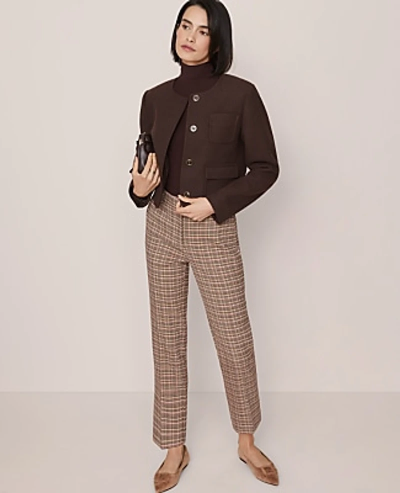 Ann Taylor Crew Neck Jacket Pure Chocolate Women's
