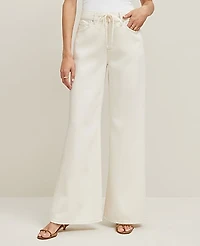 Ann Taylor The Petite Drawstring Slouchy Jean Ivory Women's