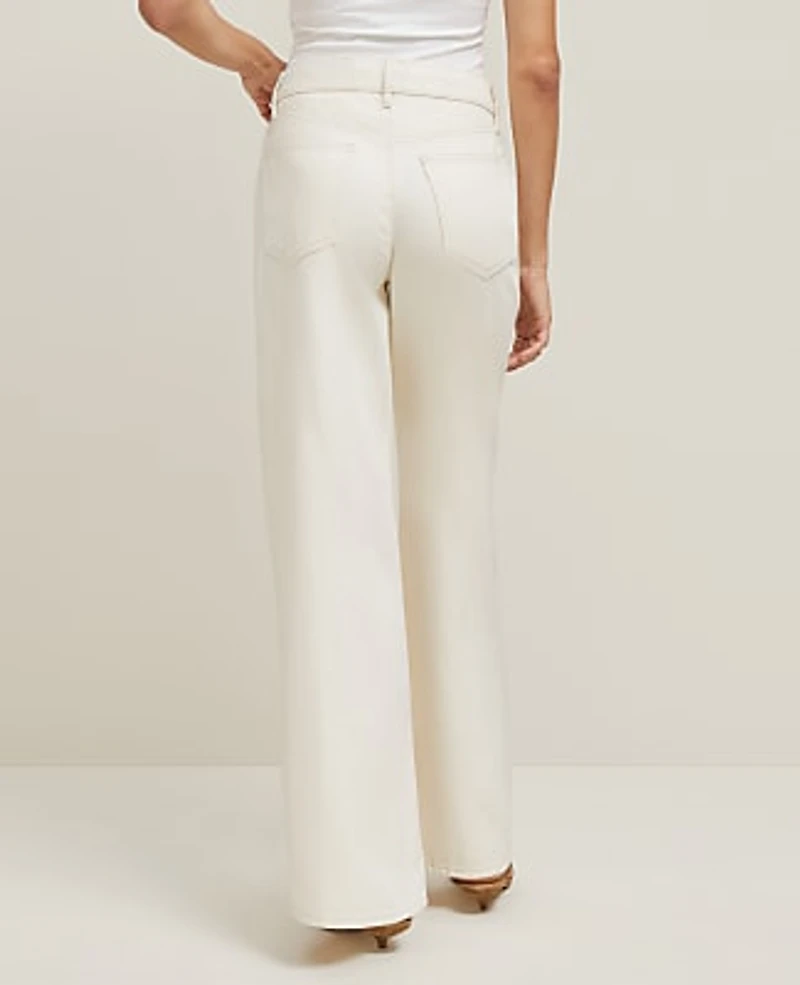 Ann Taylor The Petite Drawstring Slouchy Jean Ivory Women's