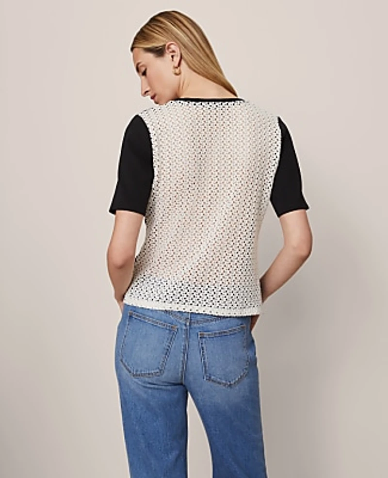 Ann Taylor Lace Back Ponte Top Women's