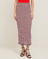 Ann Taylor Petite Striped Crochet Sweater Skirt Red/Black Multi Women's