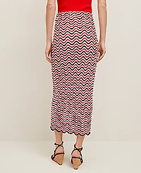 Ann Taylor Petite Striped Crochet Sweater Skirt Red/Black Multi Women's