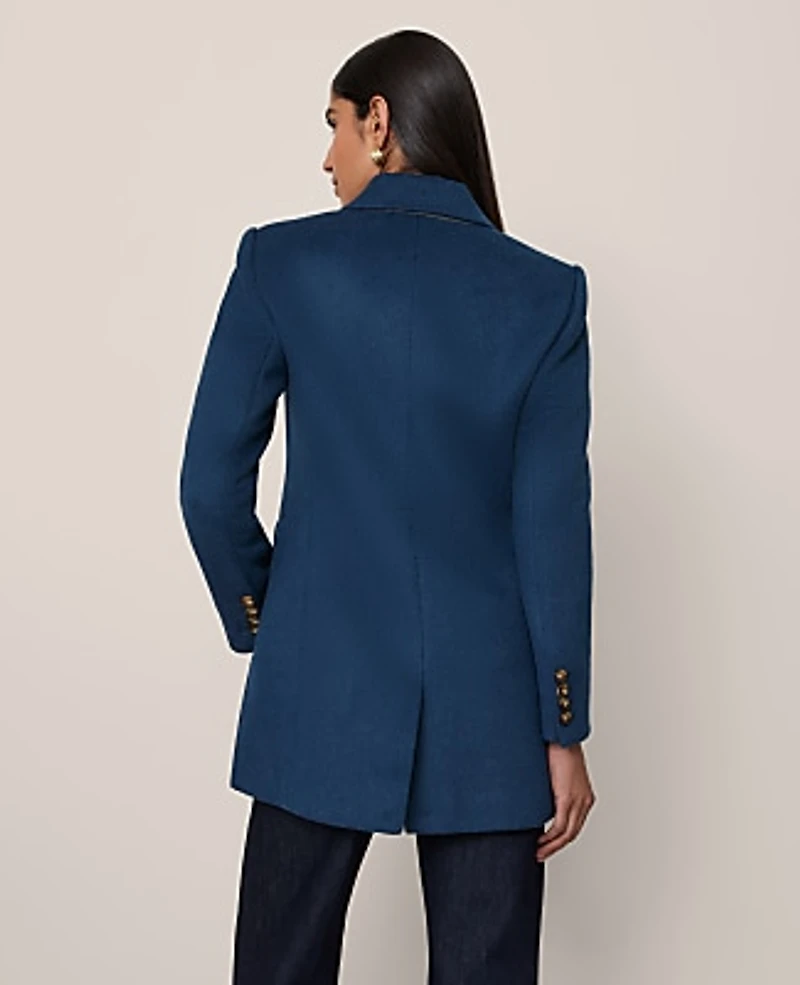 Ann Taylor Fitted Long Double Breasted Coat Moonlit Backdrop Women's