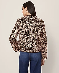 Ann Taylor Weekend Animal Print Quilted Jacket Cafe Au Lait Women's
