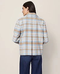 Ann Taylor Weekend Plaid Short Trench Coat Park Fountain Women's