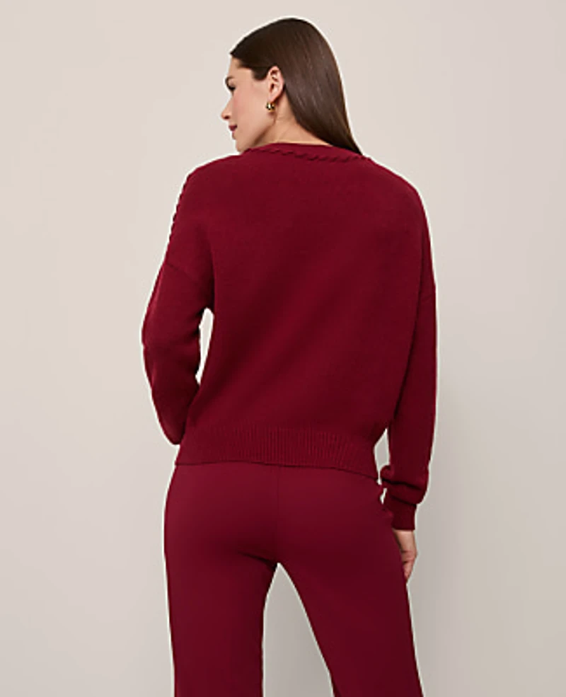 Ann Taylor Whipstitch Sweater Cherry Pie Women's