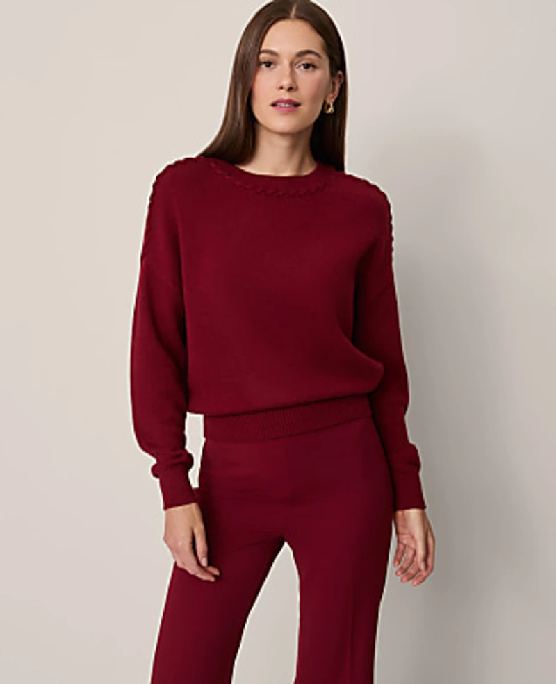 Ann Taylor Whipstitch Sweater Cherry Pie Women's