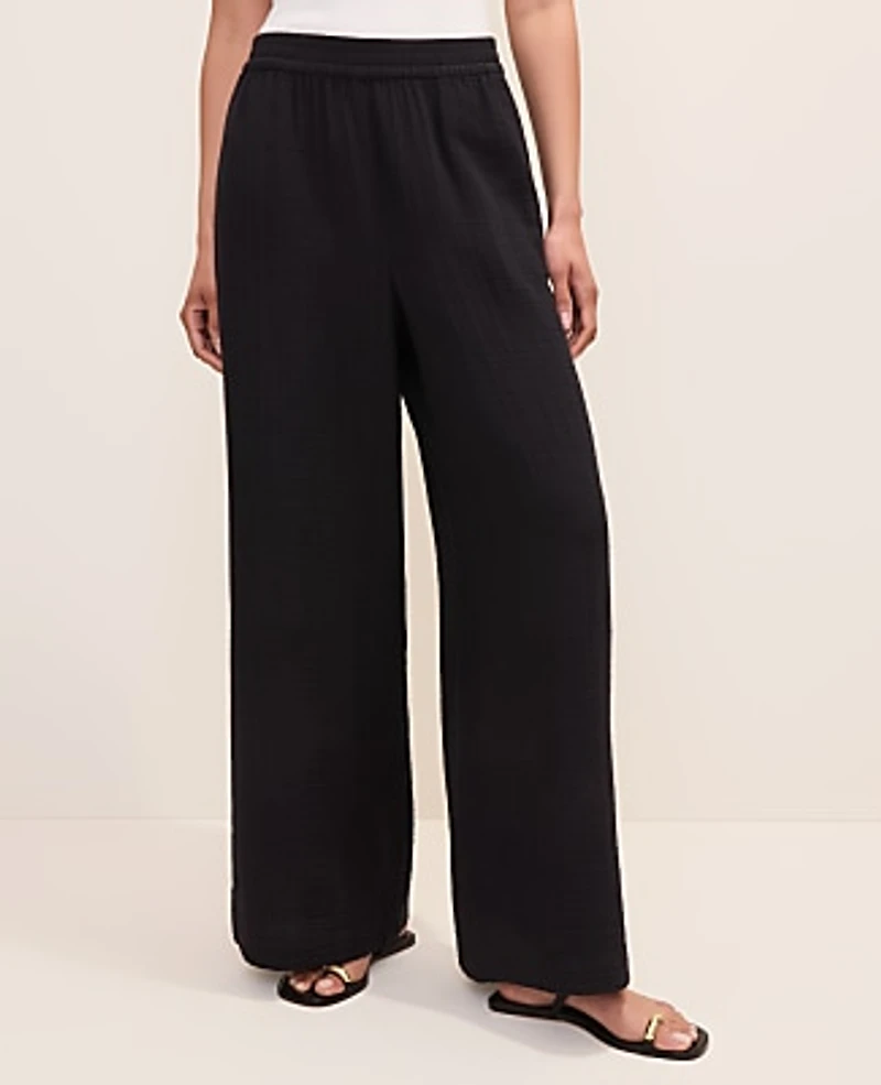 Ann Taylor The Easy Fit Wide-Leg Pant Cotton Gauze Women's