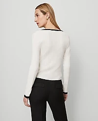 Ann Taylor Contrast Trim Cardigan Size XL Winter White Women's