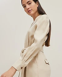 Ann Taylor Petite Linen Blend Wide-Leg Jumpsuit Toasted Oat Women's