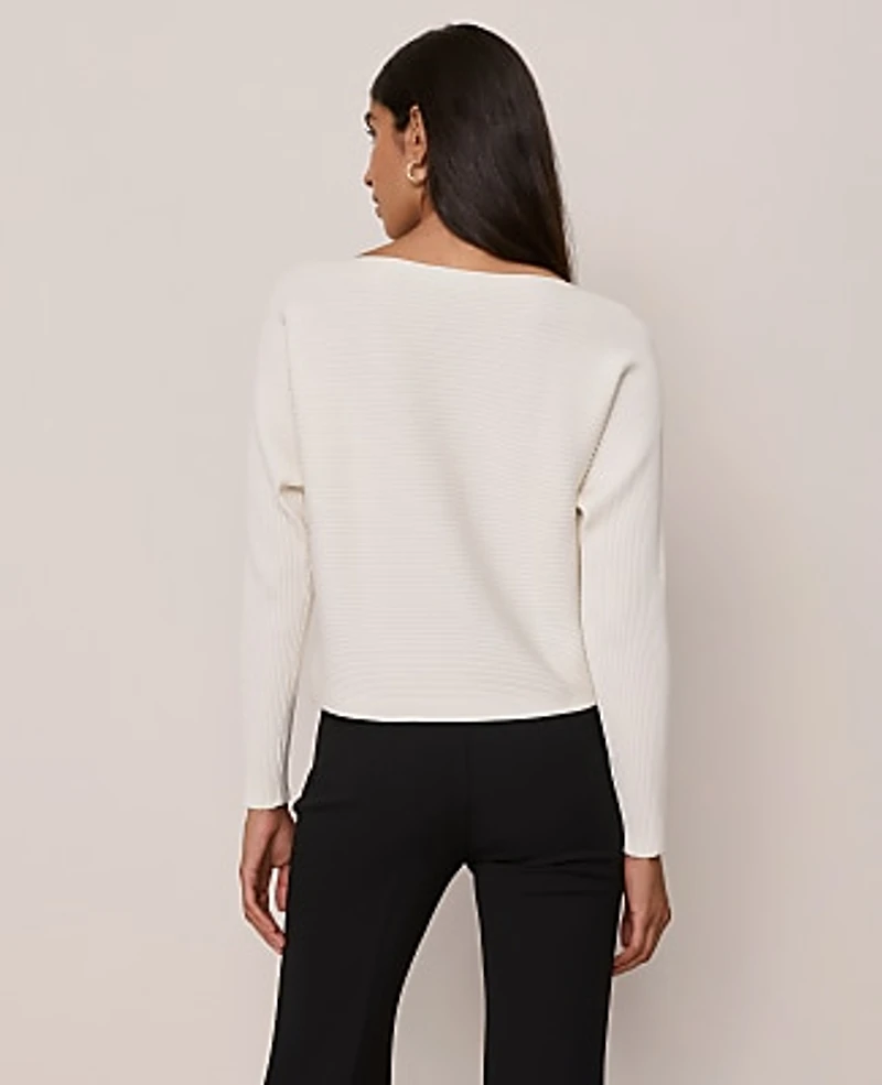 Ann Taylor Ribbed Boatneck Sweater Size XL Winter White Women's