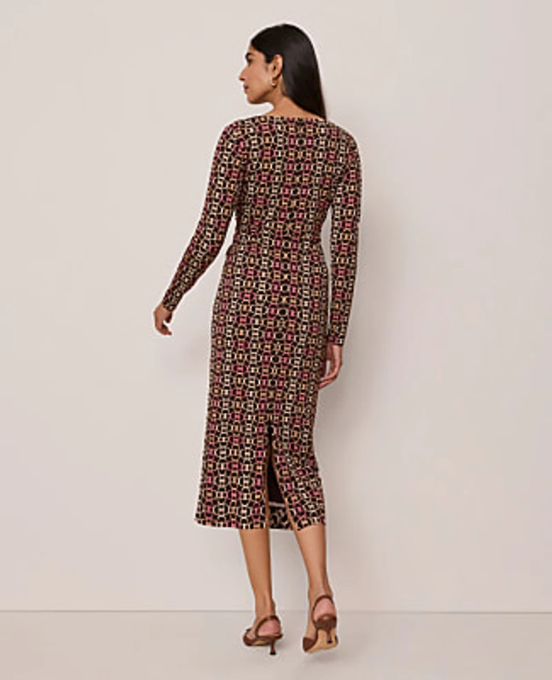 Ann Taylor Chain Link V-Neck Knit Dress Size 0 Pure Chocolate Women's