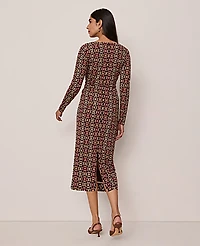 Ann Taylor Chain Link V-Neck Knit Dress Size 0 Pure Chocolate Women's