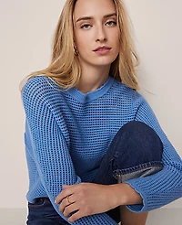 Ann Taylor Weekend Open Stitch Scalloped Sweater Women's