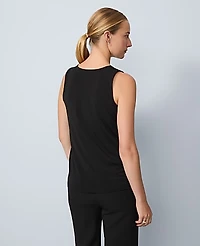Ann Taylor Pearl Embellished Sleeveless Top Black Women's