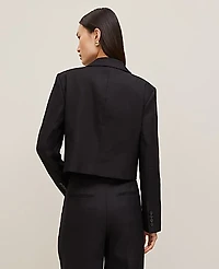 Ann Taylor The Petite Cropped Blazer in Linen Blend Size 16 Black Women's