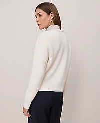 Ann Taylor Weekend Quilted Woven Sweater Jacket Winter White Women's