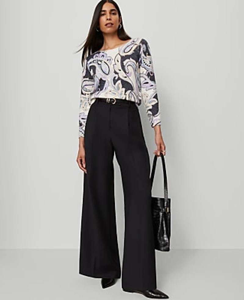 Ann Taylor The Petite Modern Wide-Leg Trouser Size 10 Black Women's