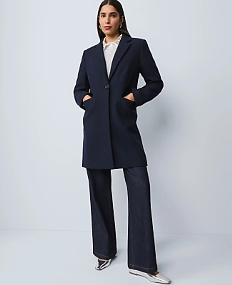Ann Taylor Chesterfield Coat Night Sky Women's