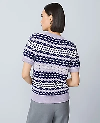 Ann Taylor Fair Isle Sweater T-Shirt Lavender Bouquet Women's