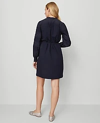 Ann Taylor Petite Weekend Ruffle Collar Belted Shift Dress Size 2XS Night Sky Women's