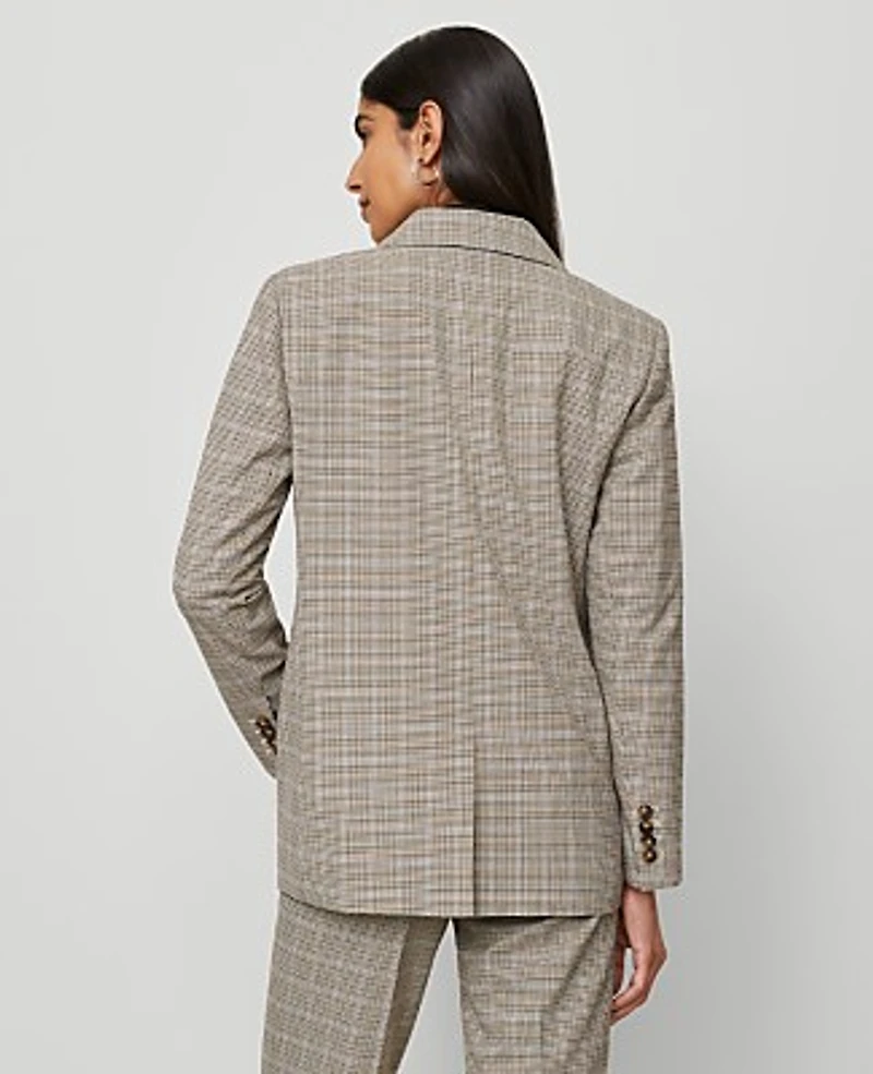 Ann Taylor The Petite Madison Blazer Plaid Copper/Cream Multi Women's