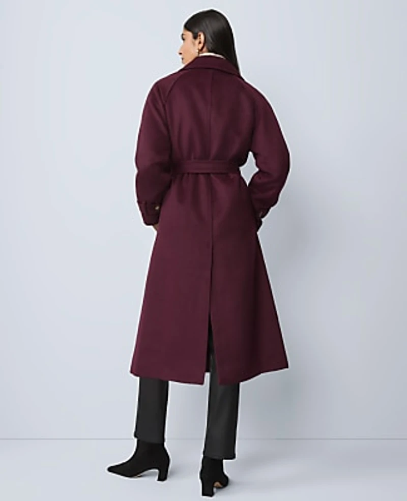 Ann Taylor Belted Trench Coat Poised Plum Women's
