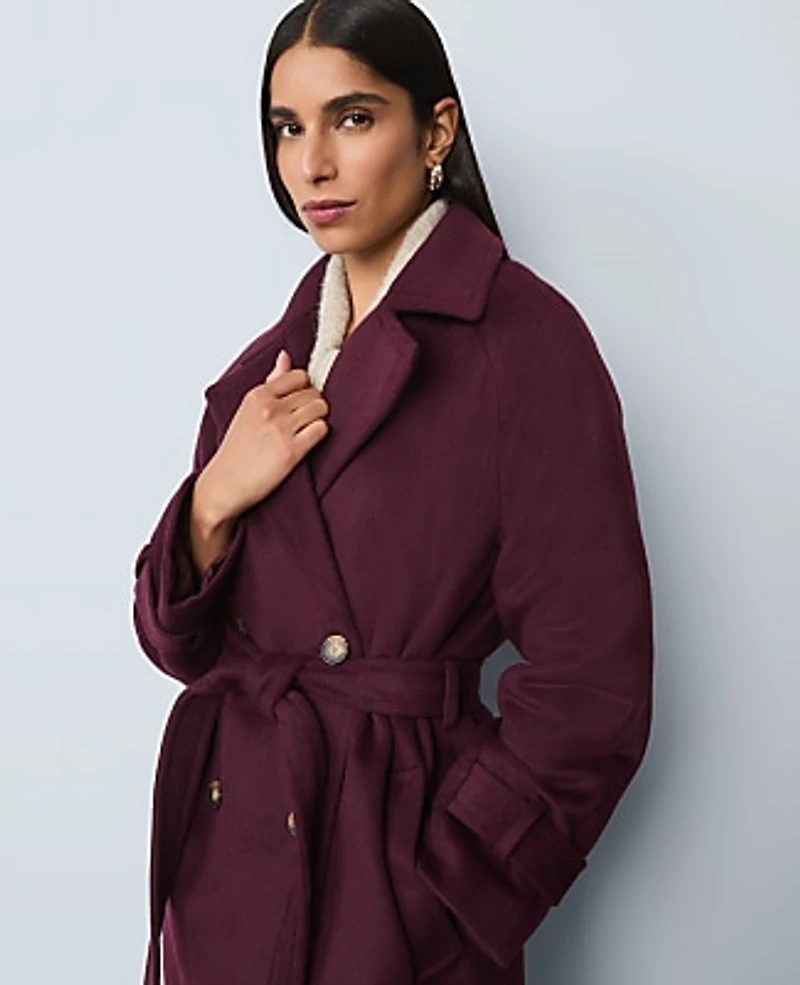 Ann Taylor Belted Trench Coat Poised Plum Women's