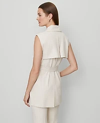 Ann Taylor Petite Striped Trench Vest Black Cream Combo Women's