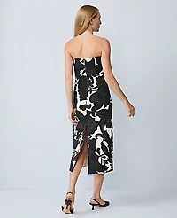 Ann Taylor Floral Strapless Midi Dress Black Women's
