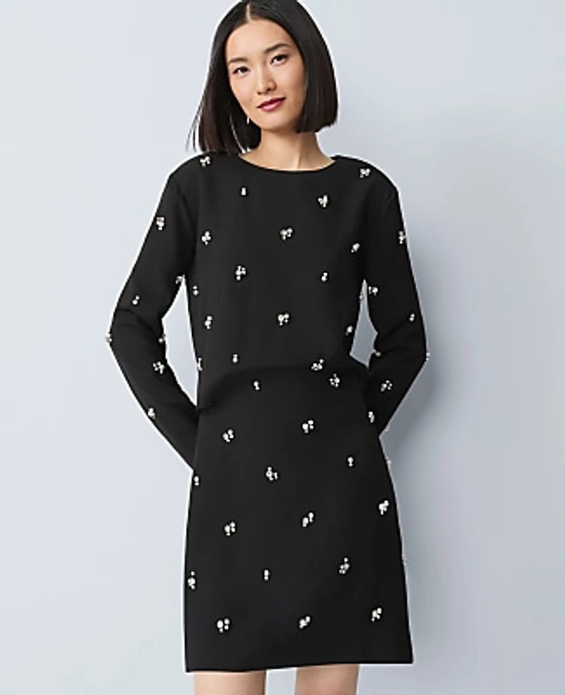 Ann Taylor Embellished A-Line Skirt Black Women's