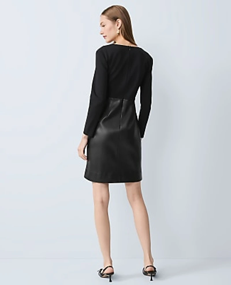 Ann Taylor Mixed Media V-Neck Sheath Dress Size 8 Black Women's