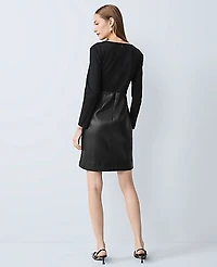 Ann Taylor Mixed Media V-Neck Sheath Dress Size 8 Black Women's