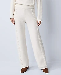 Ann Taylor Weekend Mixed Stitch Wide-Leg Sweater Pant Winter White Women's
