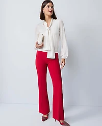 Ann Taylor Mixed Media Tie Neck Top Women's