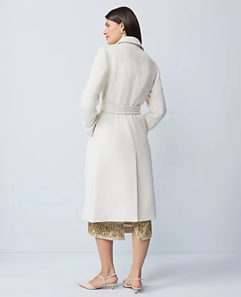 Ann Taylor Belted Everyday Coat Winter White Women's