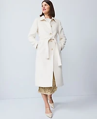 Ann Taylor Belted Everyday Coat Winter White Women's