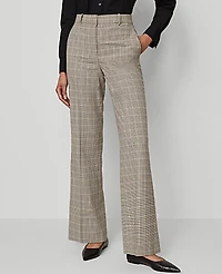 Ann Taylor The Petite Flare Trouser Plaid Copper/Cream Multi Women's