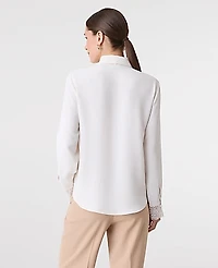 Ann Taylor Modern Tie Neck Blouse Size Large Winter White Women's