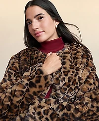 Ann Taylor Weekend Faux Fur Animal Print Jacket Textured Leopard Women's