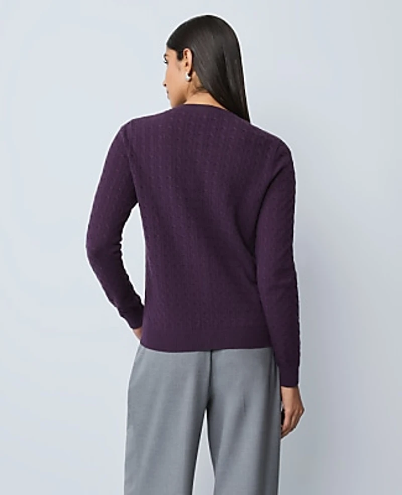 Ann Taylor Cable Stitch Ann Cardigan Size XS Aubergine Dream Women's