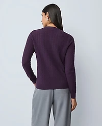 Ann Taylor Cable Stitch Ann Cardigan Size XS Aubergine Dream Women's