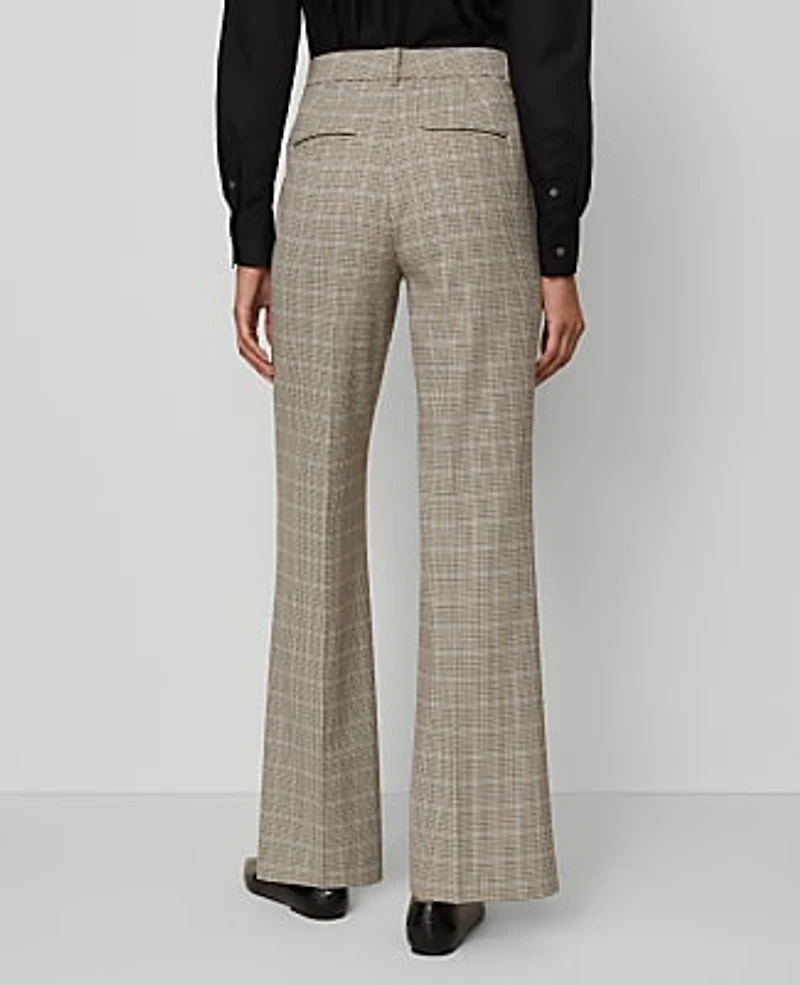 Ann Taylor The Flare Trouser in Plaid - Curvy Fit Size 2 Copper/Cream Multi Women's