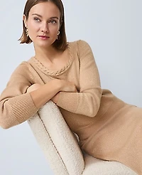 Ann Taylor Metallic Braided Scoop Neck Sweater Women's