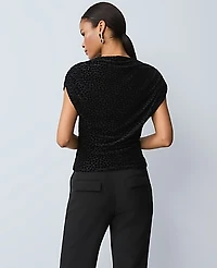 Ann Taylor Velvet Dot Draped Shell Top Black Women's