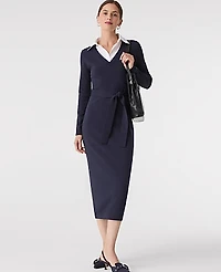 Ann Taylor Layered Belted Sweater Midi Dress Night Sky Women's