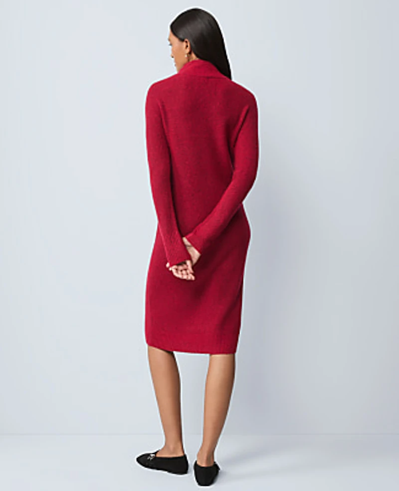 Ann Taylor Weekend Ribbed Button Sweater Dress Jewel Red Women's