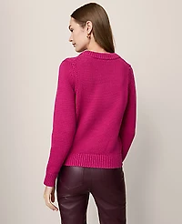 Ann Taylor Petite Shoulder Detail Crew Neck Sweater Women's